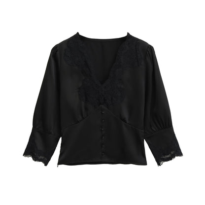 Dames élégante blouse avec accents en dentelle Chic und Stil