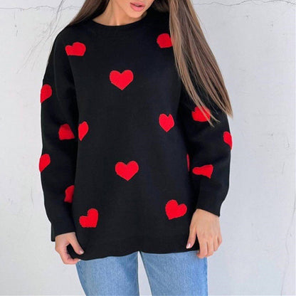 Dames Pull Confortable avec Motif Cœur Chic und Stil
