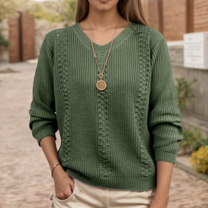 Pull en tricot pour femmes avec décolleté en V et finition texturée Chic und Stil