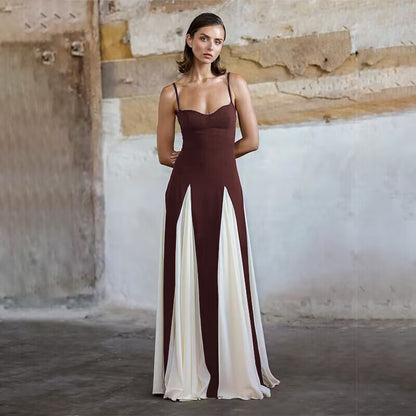 Dames Élégante Robe Maxi avec Décolleté en V Profond et Drapés Latéraux Chic und Stil