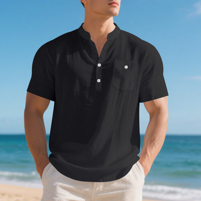 Chemise à manches courtes à la mode pour hommes avec boutonnière et poche poitrine Chic und Stil