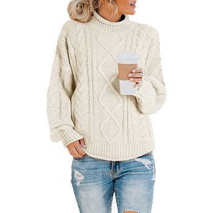 Pull en tricot pour femmes avec col montant et motif de tressage décoratif Chic und Stil