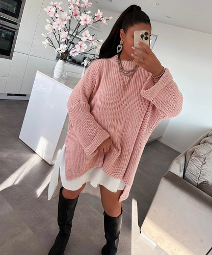 Pull oversized en maille épaisse pour femme avec décolleté en V et coupe décontractée Chic und Stil