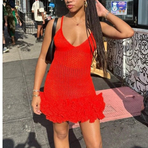 Robe en tricot pour femmes avec détails à volants Chic und Stil