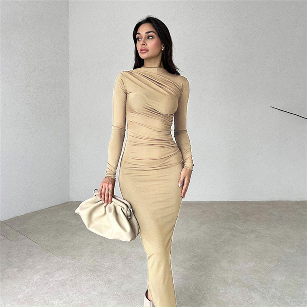 Dames Robe portefeuille élégante avec manches longues et coupe ajustée Chic und Stil