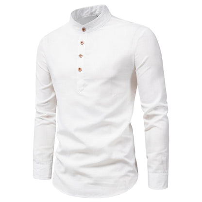 Chemise à manches longues tendance pour hommes avec col montant et patte de boutonnage élégante Chic und Stil