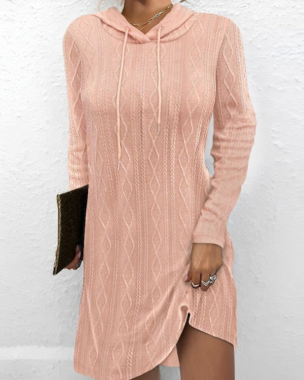 Robe à capuche pour femmes avec motif en tricot texturé Chic und Stil