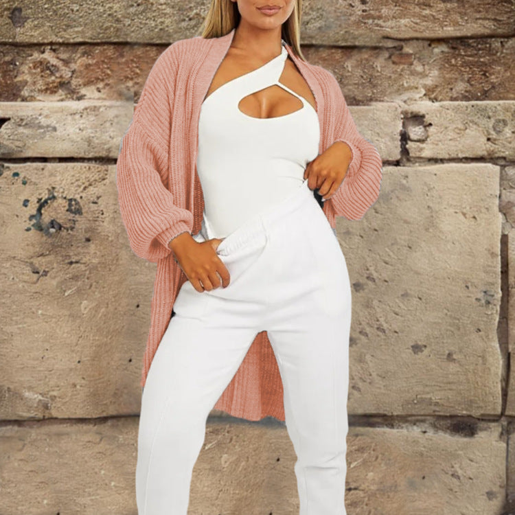 Dames grand cardigan en tricot avec des manches volumineuses et des poches ouvertes Chic und Stil