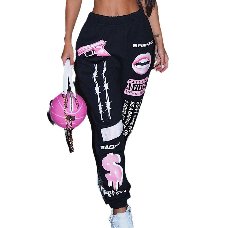 Casual sports pants for women with striking prints and a chic and stylish graphic design