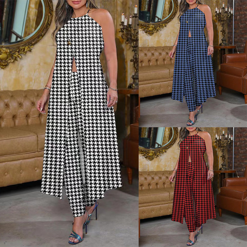 Robe maxi pour femmes avec coupe flatteuse et motif prince de Galles tendance Chic und Stil