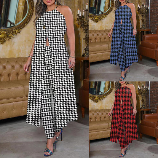 Robe maxi pour femmes avec coupe flatteuse et motif prince de Galles tendance Chic und Stil