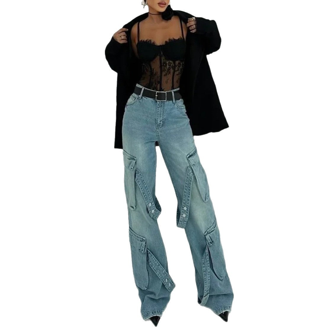 Dames Cargo-Jeans avec des poches frappantes Chic und Stil