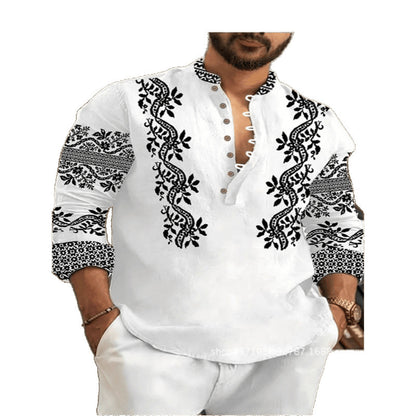 Chemise décontractée brodée pour hommes avec patte de boutonnage Chic und Stil