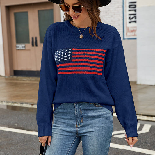 Casual sweater for women with flag pattern Chic und Stil