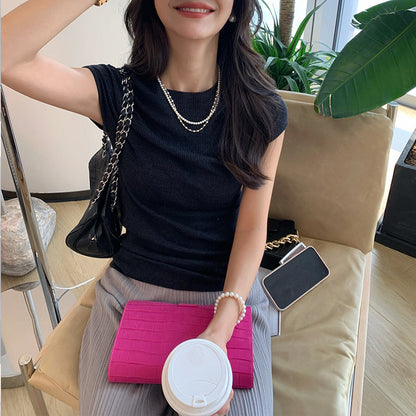 Top à manches courtes en ribbed pour femmes Chic und Stil