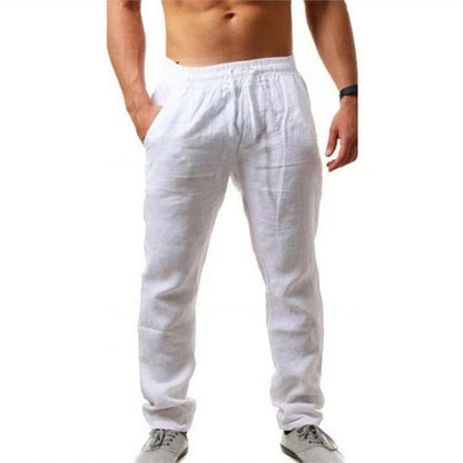 Casual linen pants for men with elastic waistband and adjustable drawstring Chic and Style
