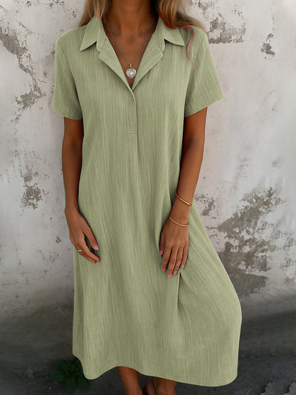 Robe maxi décontractée pour femmes avec col et manches courtes Chic und Stil