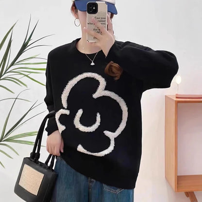 Pull oversized pour dames avec design floral en 3D Chic und Stil