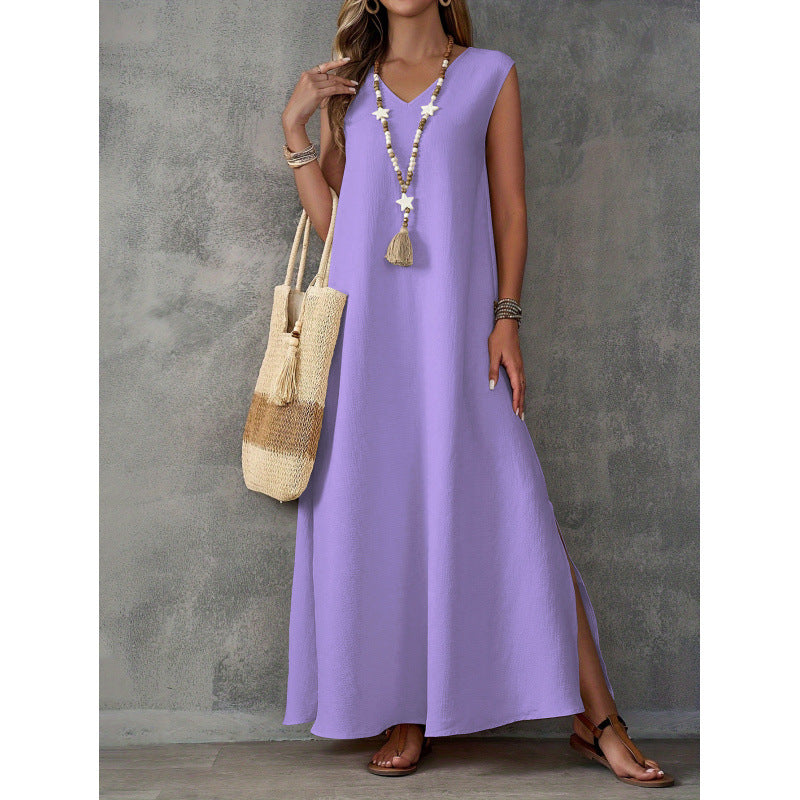 Robe maxi femme avec décolleté en V et fentes latérales Chic und Stil