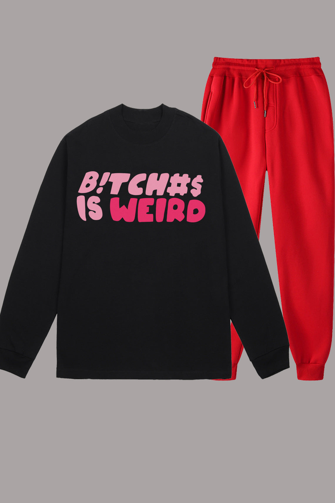 Casual sweatshirt and jogger pants set for women with a catchy statement Chic and Style