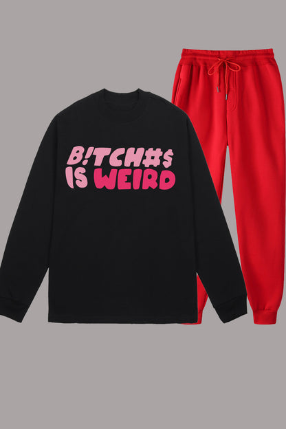 Casual sweatshirt and jogger pants set for women with a catchy statement Chic and Style