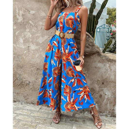 Dames Jumpsuit Large Jambe Imprimé Floral Chic und Stil