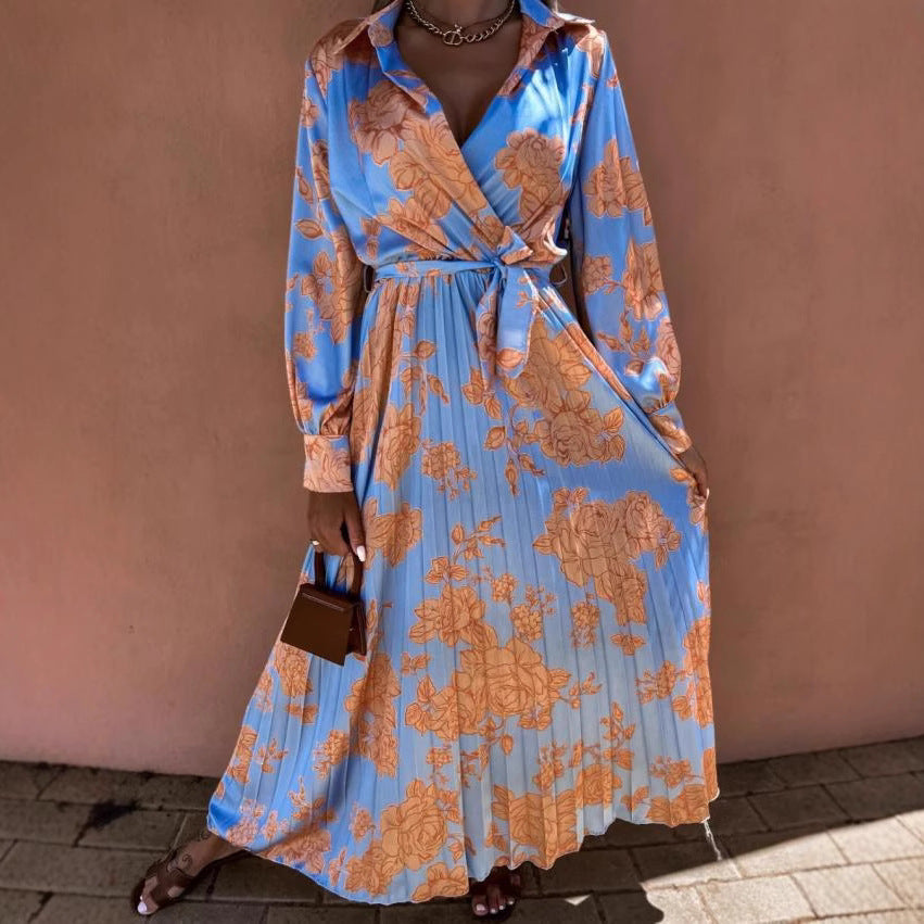 Robe maxi portefeuille à imprimé floral pour femmes Chic und Stil