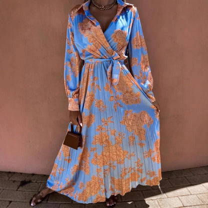 Robe maxi portefeuille à imprimé floral pour femmes Chic und Stil