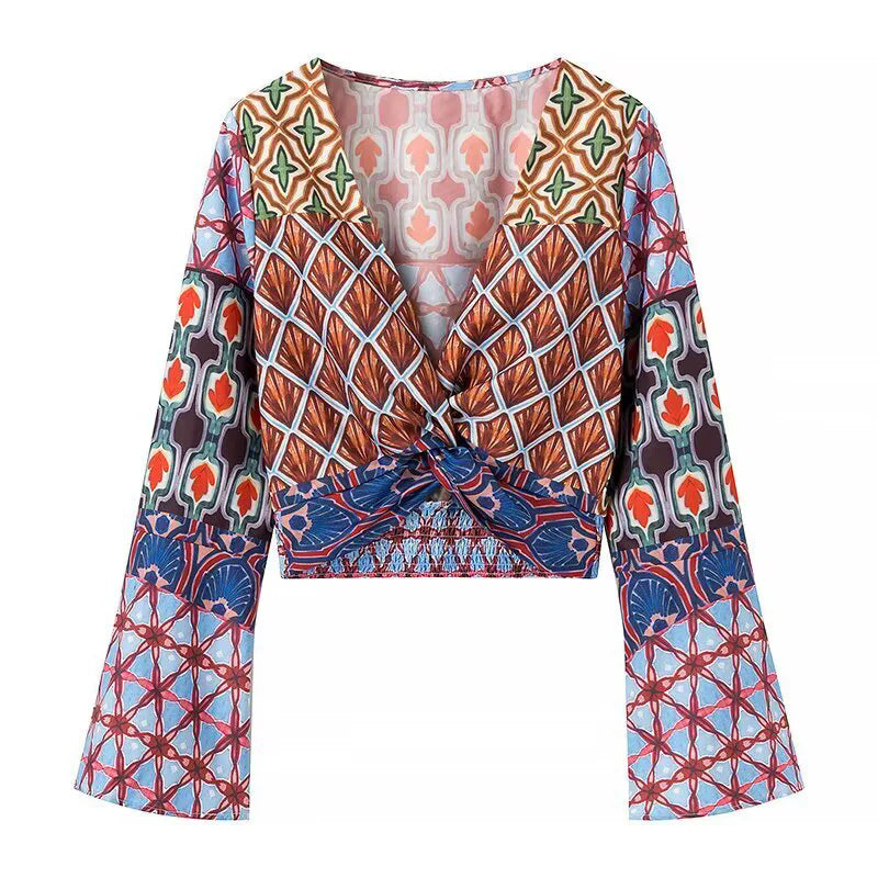 Wide printed pants for women with elastic waist and trendy design Chic und Stil