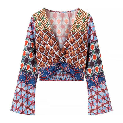 Wide printed pants for women with elastic waist and trendy design Chic und Stil