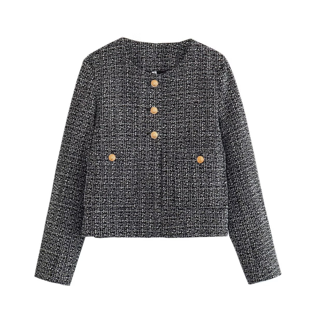 Fashionable tweed jacket for women with textured fabric Chic and Style