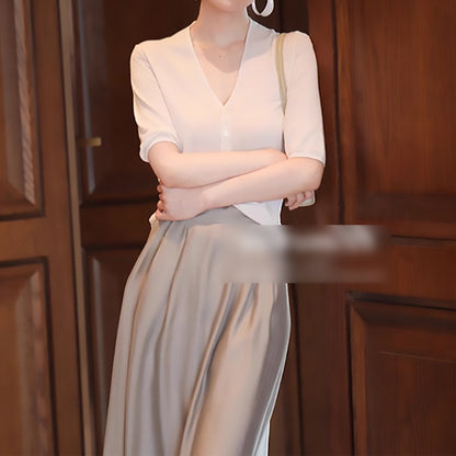 T-shirt en maille à manches courtes élégant pour femme Chic und Stil