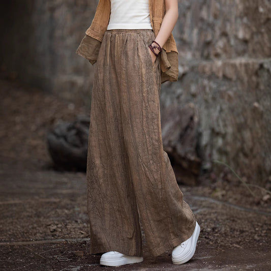 Loose linen pants for women with textured finish Chic und Stil