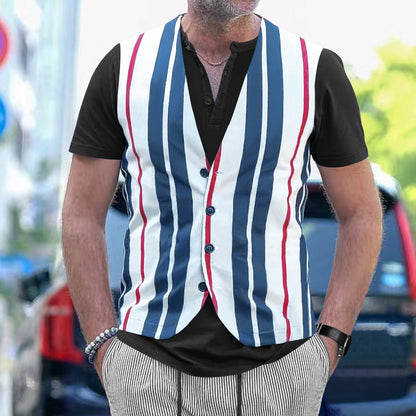 Chemise à manches courtes pour hommes au look rayé sportif avec boutonnière Chic und Stil