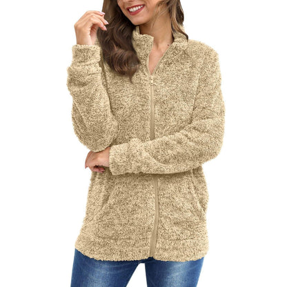 Dame Veste en peluche avec fermeture éclair intégrale et tissu en peluche doux Chic und Stil