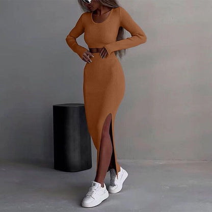 Robe en tricot tendance pour femmes avec fente latérale Chic und Stil