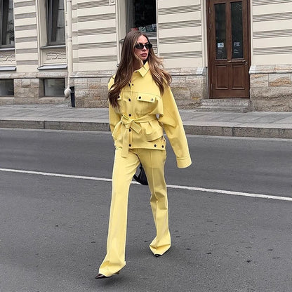 Fashion oversized jacket set for women and Chic und Stil pants