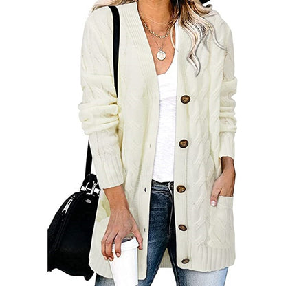 Cardigan en tricot grossier pour femmes avec des détails de boutons et des poches pratiques Chic und Stil