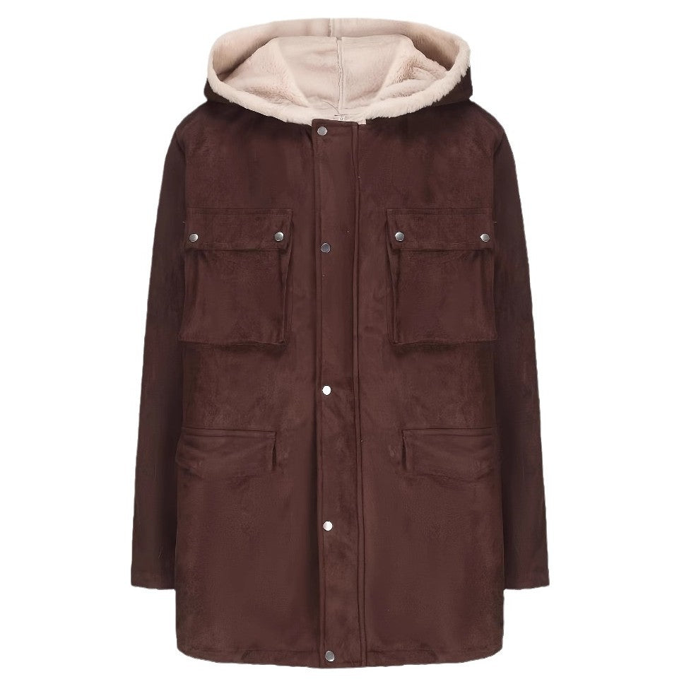 Dames élégante et chaude veste en polaire avec capuche Chic und Stil