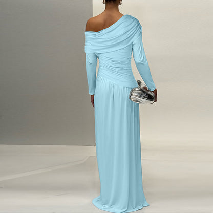 Robe maxi enveloppante élégante pour femmes à coupe asymétrique Chic und Stil