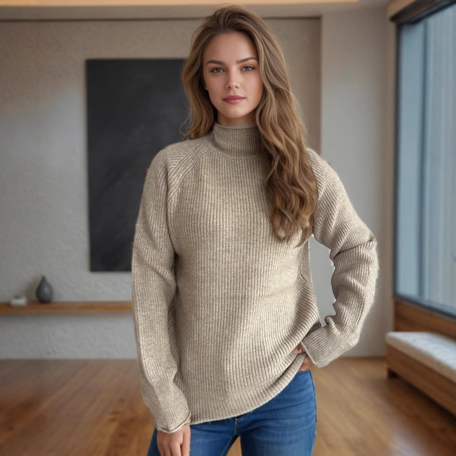 Pull femme avec col haut et motif tricoté texturé Chic und Stil