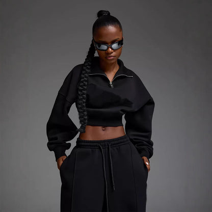 Dames Ensemble de loungewear en polaire sporty avec fermeture éclair Chic und Stil