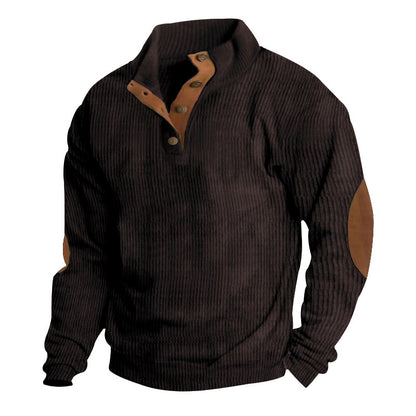 Pull en structure à vagues pour homme avec accents en cuir Chic und Stil