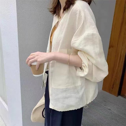Veste zippée en lin léger pour femmes Chic und Stil