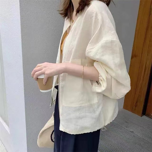 Veste zippée en lin léger pour femmes Chic und Stil