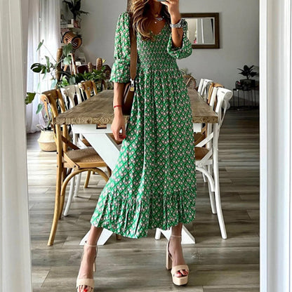 Robe maxi pour femmes avec des manches volumineuses et un cordon élastique à la taille Chic und Stil