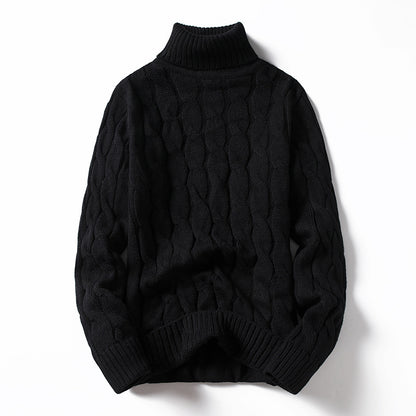 Men's knitted sweater with turtleneck and cable pattern Chic und Stil
