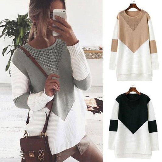 Pull-over en maille grande pour femmes avec un design géométrique moderne et une structure respirante Chic und Stil.