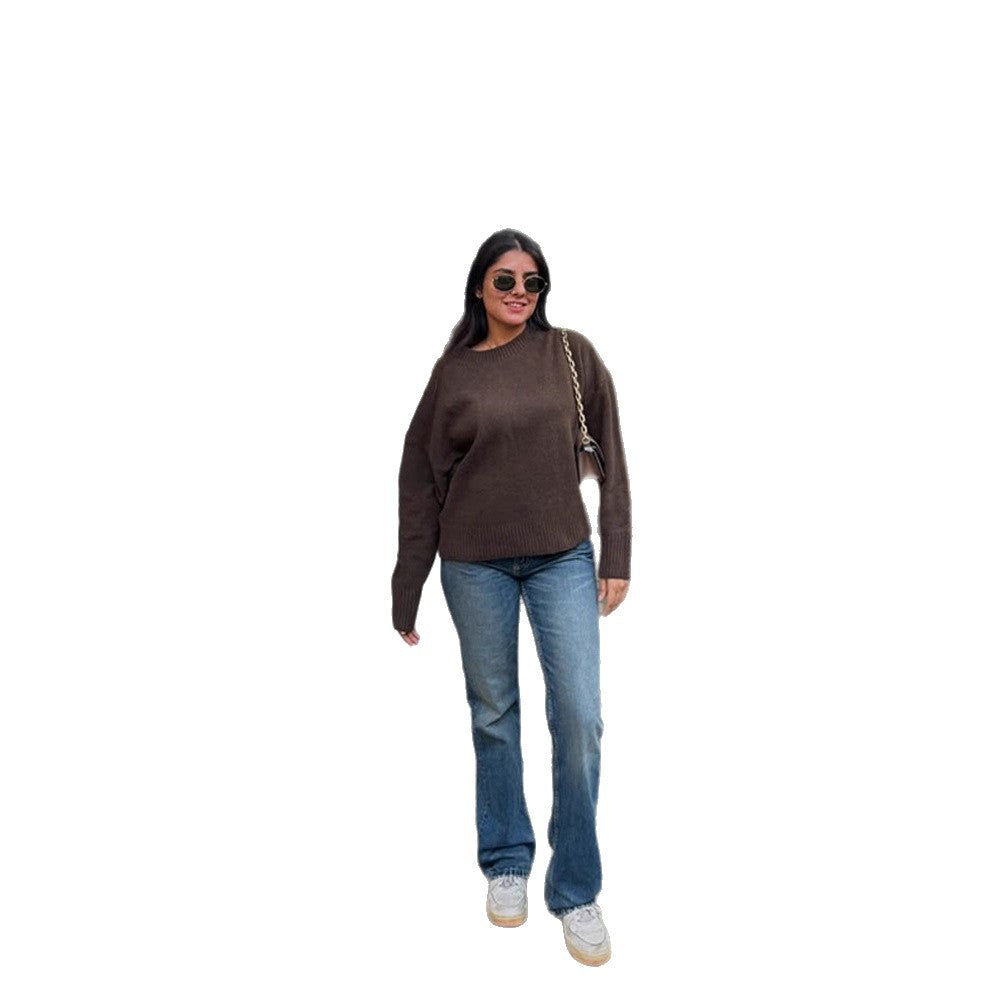 Ladies Oversized Crewneck Pullover Comfortable Chic and Style