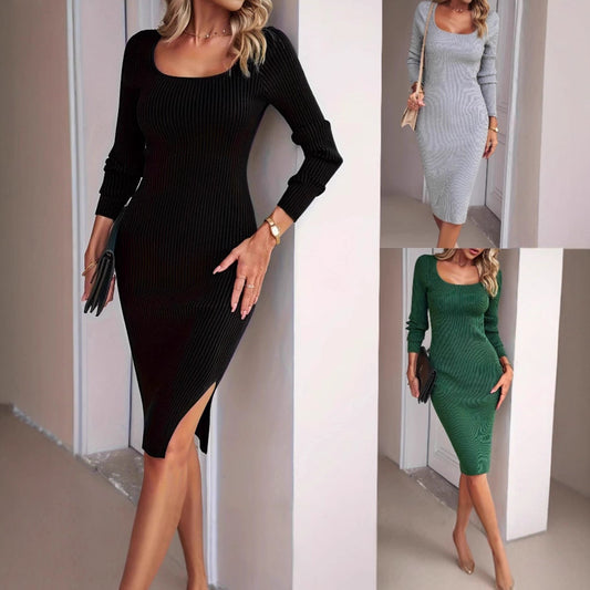 Robe ajustée en rib pour femmes avec manches longues Chic und Stil